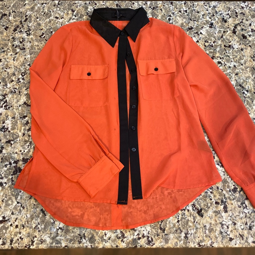 Mine orange button down shirt